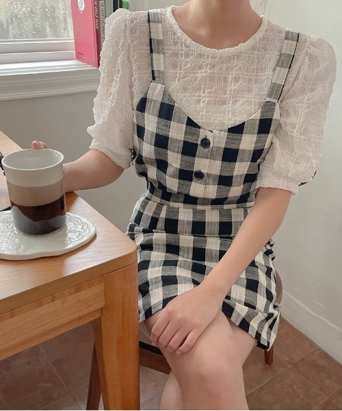 SONA（ソナ）の「SONYUNARA ブロックチェックビスチェ+スカート（スカート・レディース・ブラック・FREE）」の3枚目の写真