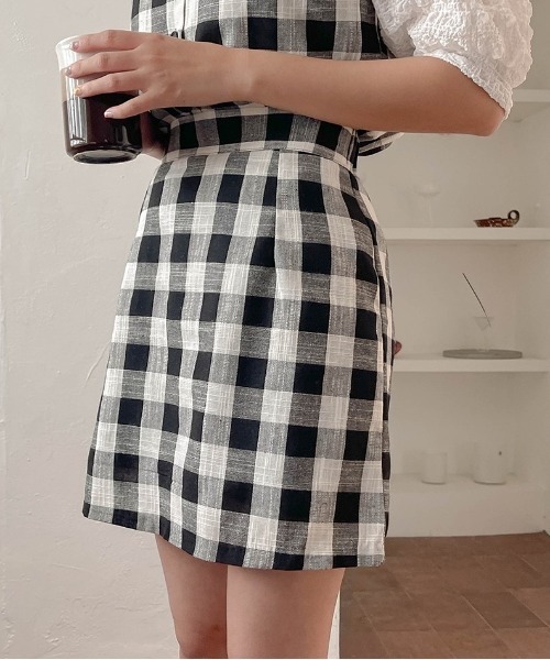 SONA（ソナ）の「SONYUNARA ブロックチェックビスチェ+スカート（スカート・レディース・ブラック・FREE）」の9枚目の写真