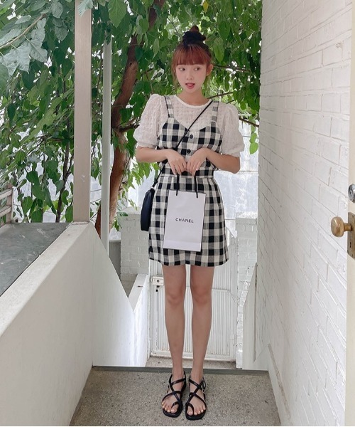 SONA（ソナ）の「SONYUNARA ブロックチェックビスチェ+スカート（スカート・レディース・ブラック・FREE）」の8枚目の写真