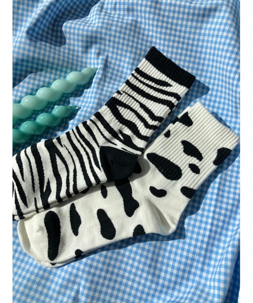WC（ダブル シー）の「牛柄ソックス（ソックス/靴下・レディース・ホワイト・FREE）」の5枚目の写真