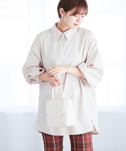 Heather(ヘザー)の「ピーチ起毛シャツ 237204(シャツ/ブラウス・レディース・ホワイト/アイボリー/ブラック・FREE)」の1枚目の写真