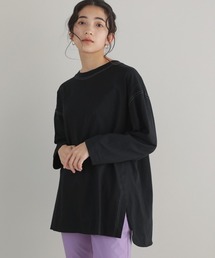 配色ステッチロングトップス