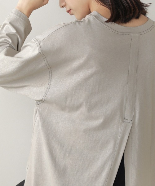 Bou Jeloud(ブージュルード)の「配色ステッチロングトップス(Tシャツ/カットソー・レディース・ブラック/グレー/カーキ・FREE)」の17枚目の写真