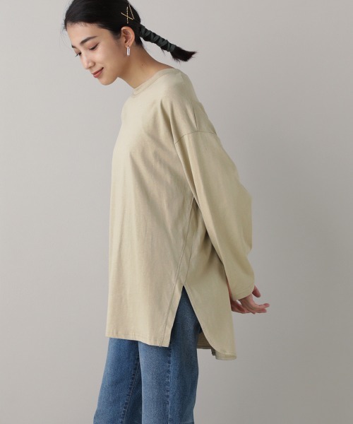 Bou Jeloud(ブージュルード)の「配色ステッチロングトップス(Tシャツ/カットソー・レディース・ブラック/グレー/カーキ・FREE)」の4枚目の写真