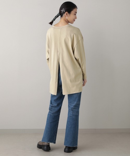 Bou Jeloud(ブージュルード)の「配色ステッチロングトップス(Tシャツ/カットソー・レディース・ブラック/グレー/カーキ・FREE)」の6枚目の写真