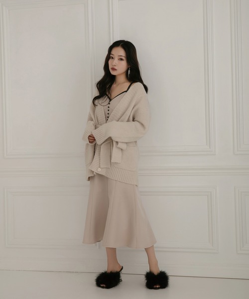 ANDGEEBEE（アンジービー）の「モヘヤタッチニットカーデ（カーディガン/ボレロ・レディース・ネイビー/アイボリー・MEDIUM）」の3枚目の写真