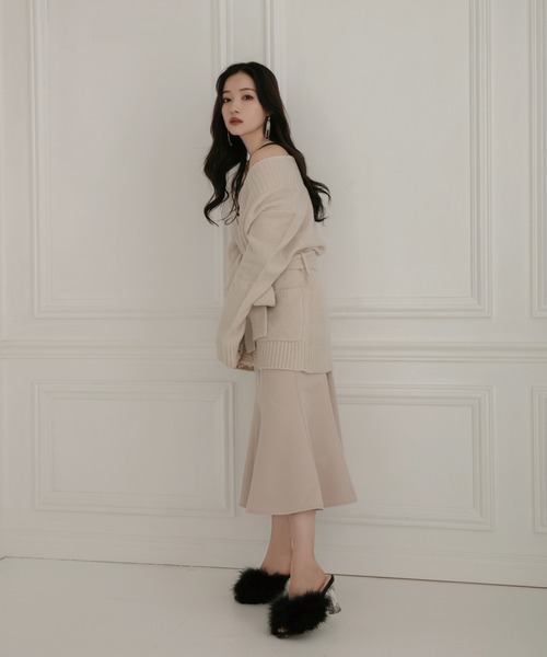 ANDGEEBEE（アンジービー）の「モヘヤタッチニットカーデ（カーディガン/ボレロ・レディース・ネイビー/アイボリー・MEDIUM）」の13枚目の写真