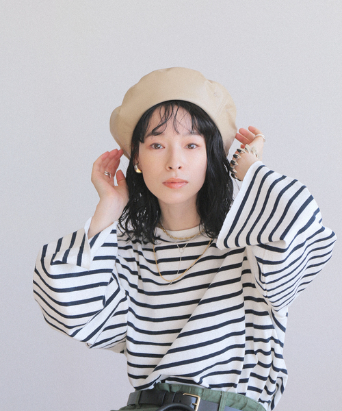 IENA（イエナ）の「【KIJIMA TAKAYUKI/キジマタカユキ】SYNTHETIC LEATHERベレー帽（ハンチング/ベレー帽・レディース・ベージュ・FREE）」の2枚目の写真