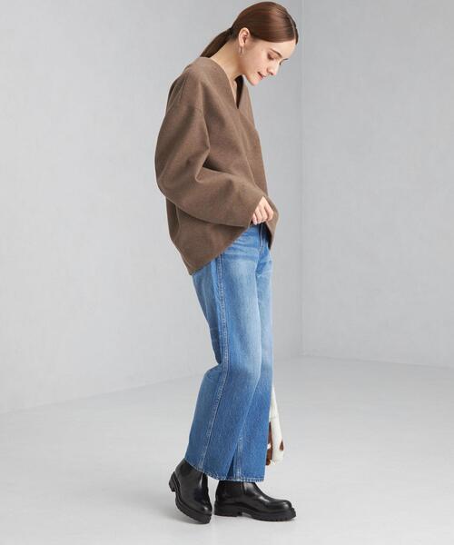 La porte de demain(ラポルトドゥドゥマン)の「<La porte de demain(ラポルト ドゥ ドゥマン)> Vネック プルオーバー ブラウス(シャツ/ブラウス・レディース・ブラウン/オフホワイト・FREE)」の5枚目の写真