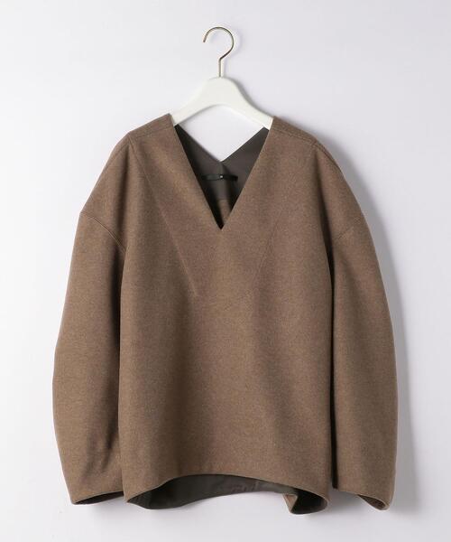 La porte de demain(ラポルトドゥドゥマン)の「<La porte de demain(ラポルト ドゥ ドゥマン)> Vネック プルオーバー ブラウス(シャツ/ブラウス・レディース・ブラウン/オフホワイト・FREE)」の3枚目の写真