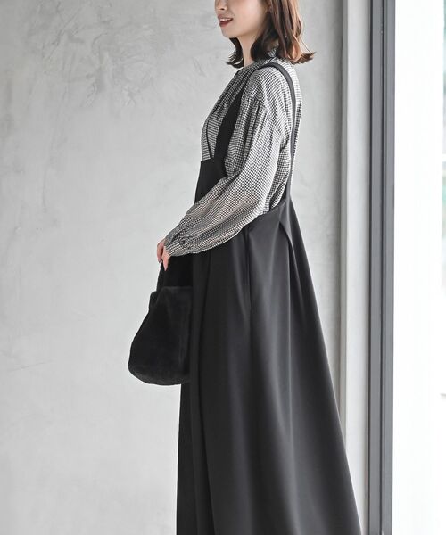 rps（アールピーエス）の「ネル起毛バンドカラーギャザーブラウス（シャツ/ブラウス・レディース・グレー/カーキ/ストライプ/アイボリー/ネイビー/ブラック/オフホワイト/ベージュ系その他/ブラック系その他2・M/フリー）」の12枚目の写真