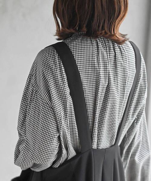 rps（アールピーエス）の「ネル起毛バンドカラーギャザーブラウス（シャツ/ブラウス・レディース・グレー/カーキ/ストライプ/アイボリー/ネイビー/ブラック/オフホワイト/ベージュ系その他/ブラック系その他2・M/フリー）」の17枚目の写真