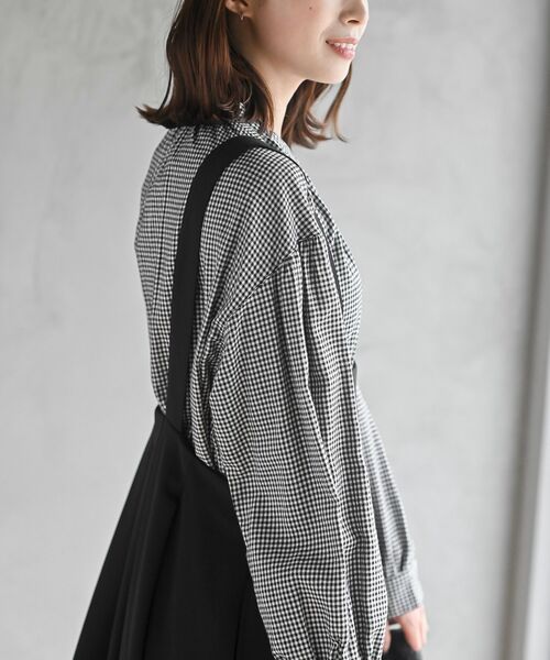 rps（アールピーエス）の「ネル起毛バンドカラーギャザーブラウス（シャツ/ブラウス・レディース・グレー/カーキ/ストライプ/アイボリー/ネイビー/ブラック/オフホワイト/ベージュ系その他/ブラック系その他2・M/フリー）」の18枚目の写真