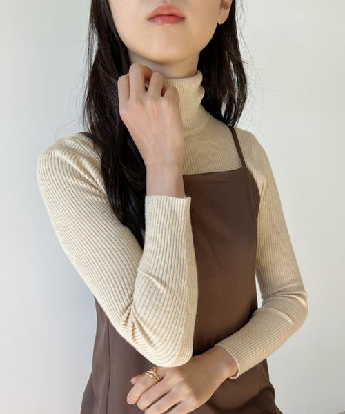 CLEA(クレア)の「【全7色/カラバリ豊富】デイリータートルネックリブニット(ニット/セーター・レディース・ホワイト/ブラック/ベージュ/ブラウン/アイボリー/ブルー/グリーン/イエロー/レッド/グレー・FREE)」の20枚目の写真