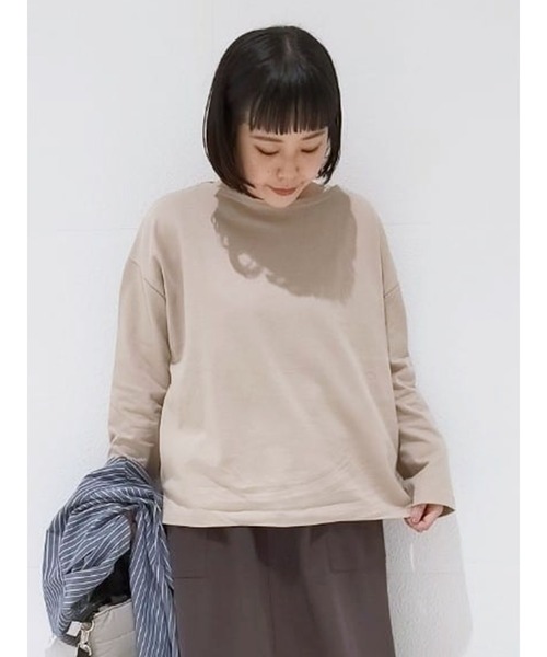 Samansa Mos2 blue（サマンサモスモスブルー）の「アソートバスクシャツ（Tシャツ/カットソー・レディース・カーキ/チャコール/ブラウン/ベージュ・ﾌﾘ-）」の4枚目の写真