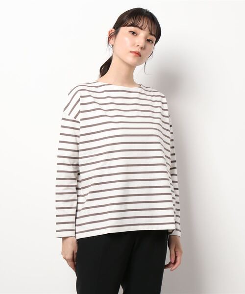 Samansa Mos2 blue（サマンサモスモスブルー）の「アソートバスクシャツ（Tシャツ/カットソー・レディース・カーキ/チャコール/ブラウン/ベージュ・ﾌﾘ-）」の7枚目の写真