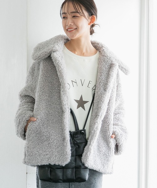 ボアブルゾン グレー VIS（ビス）の「ゆるもこボアに癒され。ボアブルゾン（ブルゾン）」 - WEAR