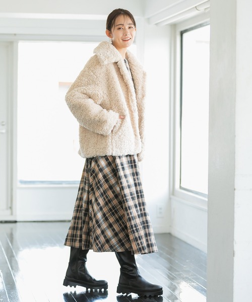 VIS（ビス）の「ゆるもこボアに癒され。ボアブルゾン（ブルゾン・レディース・グレー/ベージュ・FREE）」の15枚目の写真