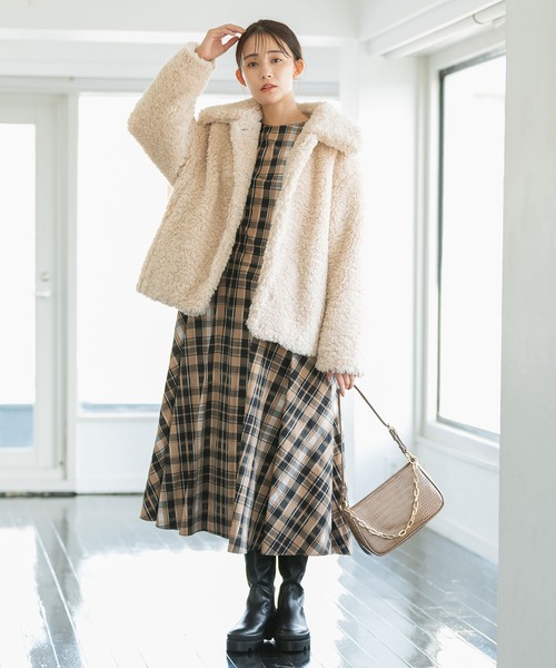 VIS（ビス）の「ゆるもこボアに癒され。ボアブルゾン（ブルゾン・レディース・グレー/ベージュ・FREE）」の18枚目の写真