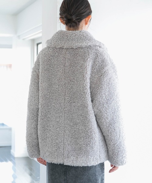 VIS（ビス）の「ゆるもこボアに癒され。ボアブルゾン（ブルゾン・レディース・グレー/ベージュ・FREE）」の7枚目の写真