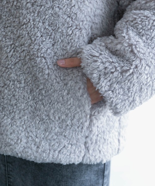 VIS（ビス）の「ゆるもこボアに癒され。ボアブルゾン（ブルゾン・レディース・グレー/ベージュ・FREE）」の19枚目の写真