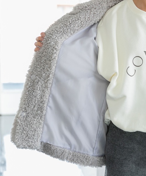 VIS（ビス）の「ゆるもこボアに癒され。ボアブルゾン（ブルゾン・レディース・グレー/ベージュ・FREE）」の12枚目の写真