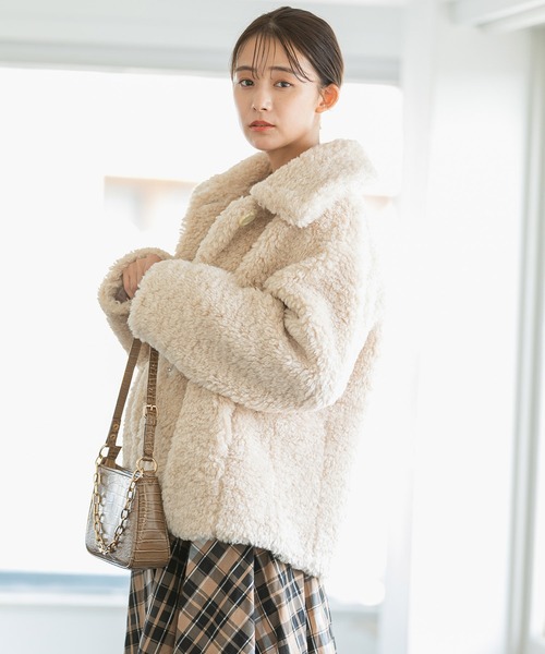 VIS（ビス）の「ゆるもこボアに癒され。ボアブルゾン（ブルゾン・レディース・グレー/ベージュ・FREE）」の14枚目の写真