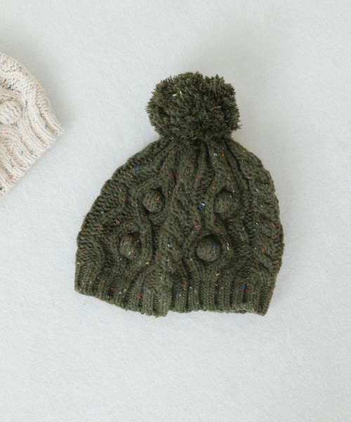 LOWRYS FARM(ローリーズファーム)の「ネップケーブルベレー 229204(ハンチング/ベレー帽・キッズ・オレンジ/グリーン/アイボリー・FREE)」の1枚目の写真