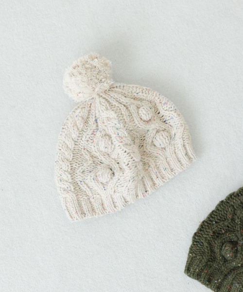 LOWRYS FARM(ローリーズファーム)の「ネップケーブルベレー 229204(ハンチング/ベレー帽・キッズ・オレンジ/グリーン/アイボリー・FREE)」の2枚目の写真