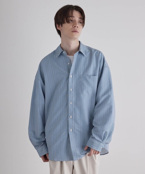 JUNRED（ジュンレッド）の「ピーチブロードドロップショルダーオーバーシャツ（シャツ/ブラウス・メンズ・ホワイト/ブルー系その他4・S/M/L）」の3枚目の写真