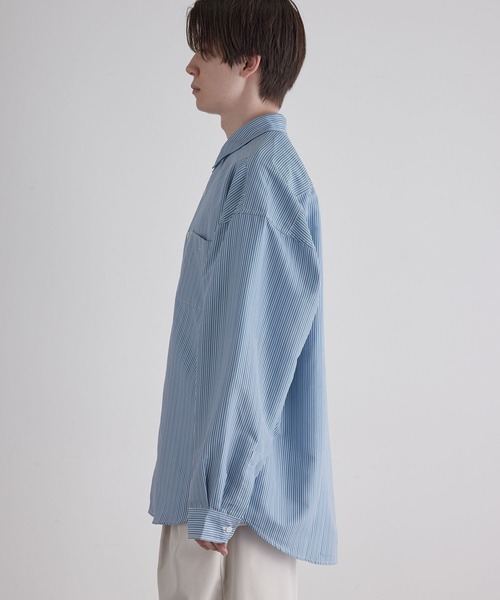 JUNRED（ジュンレッド）の「ピーチブロードドロップショルダーオーバーシャツ（シャツ/ブラウス・メンズ・ホワイト/ブルー系その他4・S/M/L）」の7枚目の写真