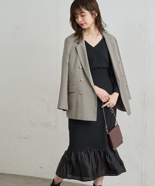 natural couture（ナチュラルクチュール）の「【WEB限定】サテン裾フレアカシュクールニットワンピース（ワンピース・レディース・ブラック/ブラウン/モカ/グリーン/パープル・FREE）」の12枚目の写真