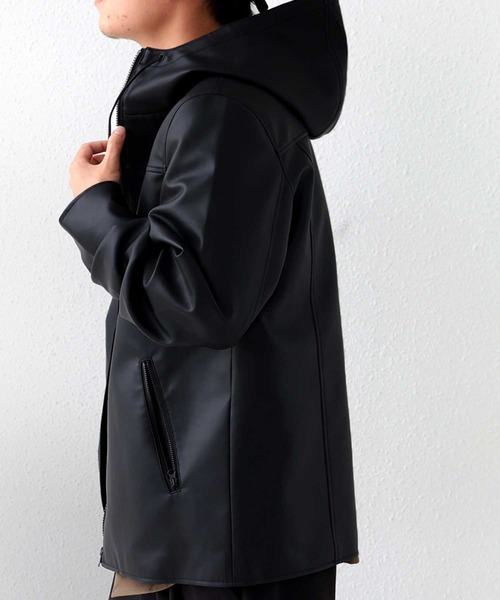 antiqua(アンティカ)の「軽量で丈夫!ラフに着られるヴィ―ガンレザージャケット(ライダースジャケット・メンズ・ブラック・M/L)」の18枚目の写真