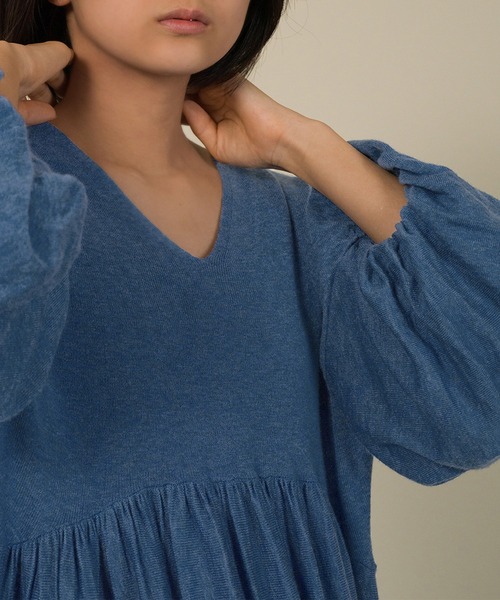 ROPE'(ロペ)の「【シェアリングドレス】【ラリーニュロペ】胡蝶(コチョウ)前後2WAYバルーンスリーブニットドレス(ワンピース・レディース・ワイン/ブルー系その他4/イエロー/ブラック・1)」の10枚目の写真