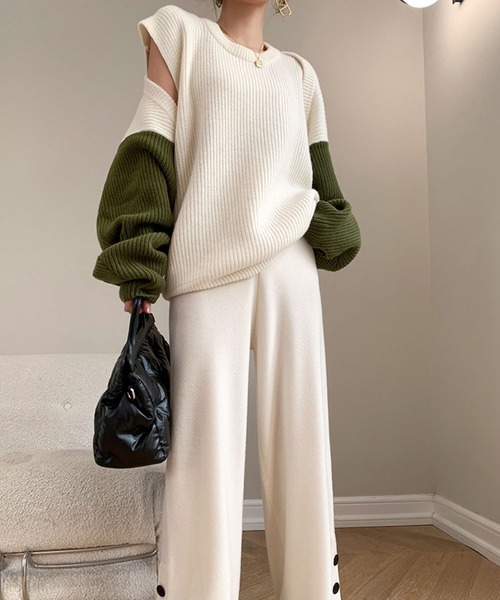 meJane（ミージェーン）の「フレンチスリーブプルオーバーニット+配色リブボレロニット（ニット/セーター・レディース・カーキ/ブラック・FREE）」の8枚目の写真