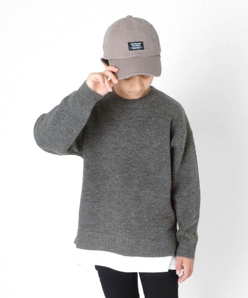 GLAZOS（グラソス）の「ふわふわニット・ドロップショルダー裾レイヤード【マシンウォッシャブル】（ニット/セーター・キッズ・ブルー/ブラック/キナリ/オレンジ/グレー・160cm/150cm/140cm/130cm/170cm）」の3枚目の写真