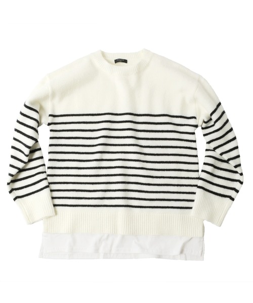 GLAZOS（グラソス）の「ふわふわニット・ドロップショルダー裾レイヤード【マシンウォッシャブル】（ニット/セーター・キッズ・ブルー/ブラック/キナリ/オレンジ/グレー・160cm/150cm/140cm/130cm/170cm）」の6枚目の写真