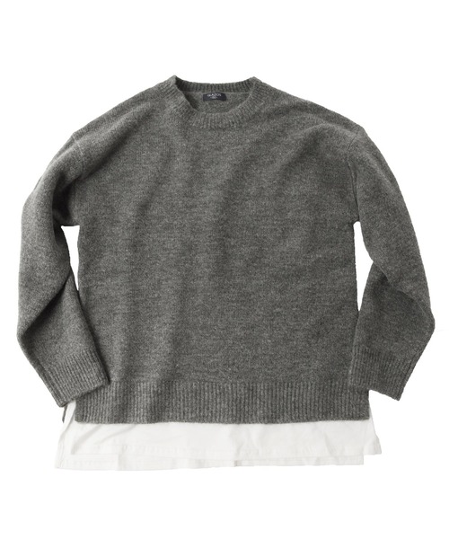 GLAZOS（グラソス）の「ふわふわニット・ドロップショルダー裾レイヤード【マシンウォッシャブル】（ニット/セーター・キッズ・ブルー/ブラック/キナリ/オレンジ/グレー・160cm/150cm/140cm/130cm/170cm）」の9枚目の写真