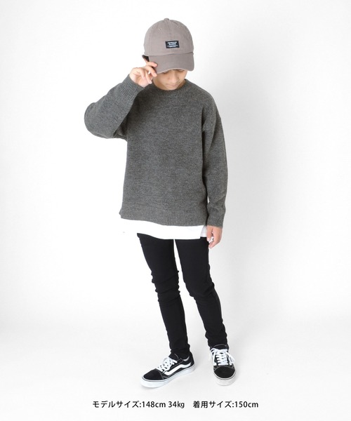 GLAZOS（グラソス）の「ふわふわニット・ドロップショルダー裾レイヤード【マシンウォッシャブル】（ニット/セーター・キッズ・ブルー/ブラック/キナリ/オレンジ/グレー・160cm/150cm/140cm/130cm/170cm）」の17枚目の写真