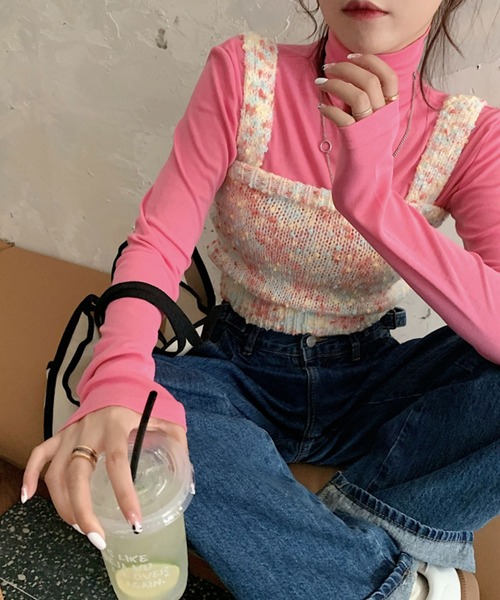 VitaFelice(ヴィータフェリーチェ)の「タートルネックニット(ニット/セーター・レディース・ピンク/ブラック/ブルー/ホワイト/グリーン/ローズ系・FREE)」の20枚目の写真