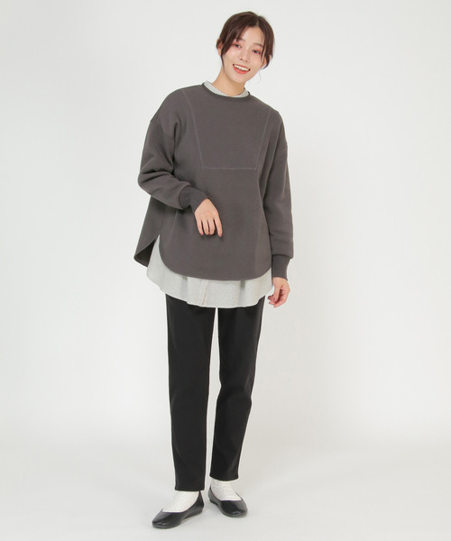 LBC(エルビーシー)の「裏起毛切り替えプルオーバー(Tシャツ/カットソー・レディース・ホワイト/チャコールグレー/プラム・M/L)」の20枚目の写真