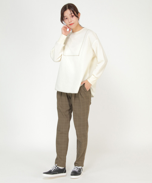 LBC(エルビーシー)の「裏起毛切り替えプルオーバー(Tシャツ/カットソー・レディース・ホワイト/チャコールグレー/プラム・M/L)」の18枚目の写真