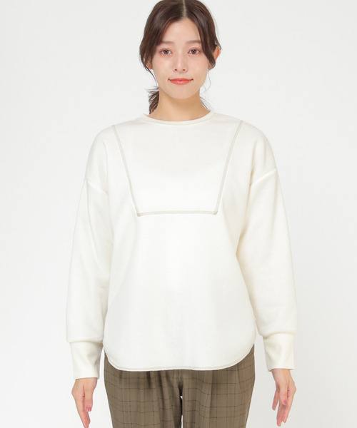 LBC(エルビーシー)の「裏起毛切り替えプルオーバー(Tシャツ/カットソー・レディース・ホワイト/チャコールグレー/プラム・M/L)」の15枚目の写真