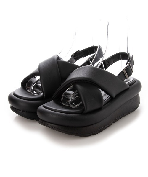 EVOL（イーボル）の「【EVOL】クロスクッションベルトプラットフォームサンダル IS9811（サンダル・レディース・ブラック/ベージュ/アイボリー・S/M/L）」の4枚目の写真