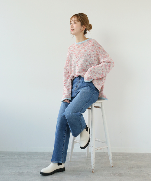 Simplicite(サンプリシテ)の「ミックスヤーン クルーネックプルオーバー◆(ポロシャツ・レディース・ブラック/レッド/イエロー・FREE)」の10枚目の写真