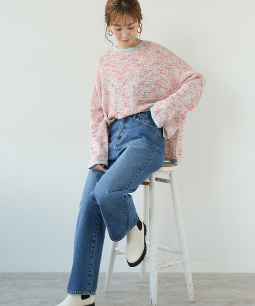 Simplicite(サンプリシテ)の「ミックスヤーン クルーネックプルオーバー◆(ポロシャツ・レディース・ブラック/レッド/イエロー・FREE)」の11枚目の写真