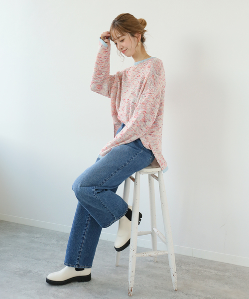 Simplicite(サンプリシテ)の「ミックスヤーン クルーネックプルオーバー◆(ポロシャツ・レディース・ブラック/レッド/イエロー・FREE)」の12枚目の写真
