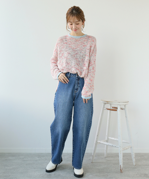 Simplicite(サンプリシテ)の「ミックスヤーン クルーネックプルオーバー◆(ポロシャツ・レディース・ブラック/レッド/イエロー・FREE)」の13枚目の写真