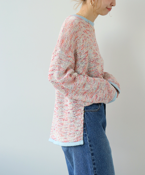 Simplicite(サンプリシテ)の「ミックスヤーン クルーネックプルオーバー◆(ポロシャツ・レディース・ブラック/レッド/イエロー・FREE)」の16枚目の写真