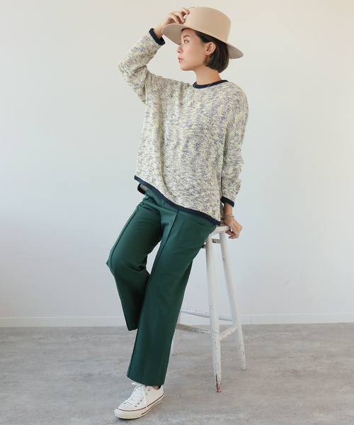 Simplicite(サンプリシテ)の「ミックスヤーン クルーネックプルオーバー◆(ポロシャツ・レディース・ブラック/レッド/イエロー・FREE)」の17枚目の写真